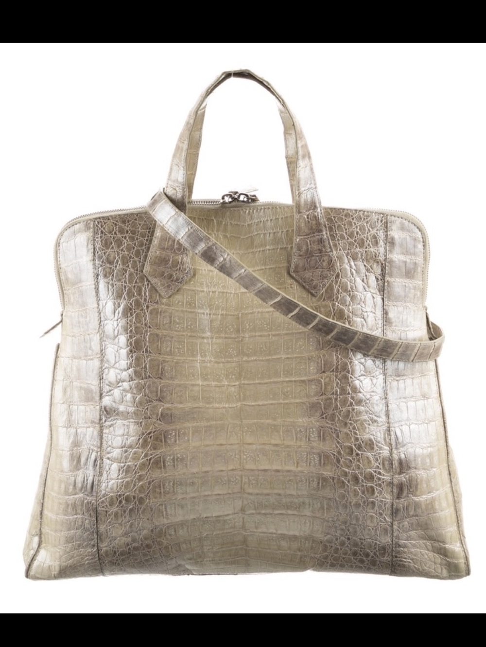 Nancy Gonzalez crocodile Pearl finished brown tan large tote MAKE AN OFFER
#420
